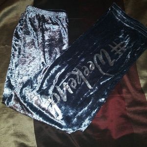 Gray Crushed Velvet Pants Size M